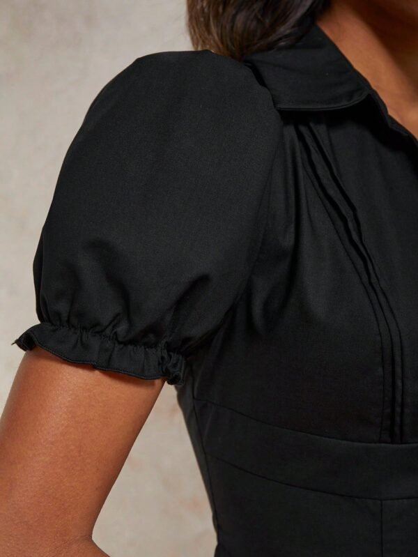 COSMINA Women's Summer Fashion Solid Color Puff Sleeve Shirt - Şəkil 6